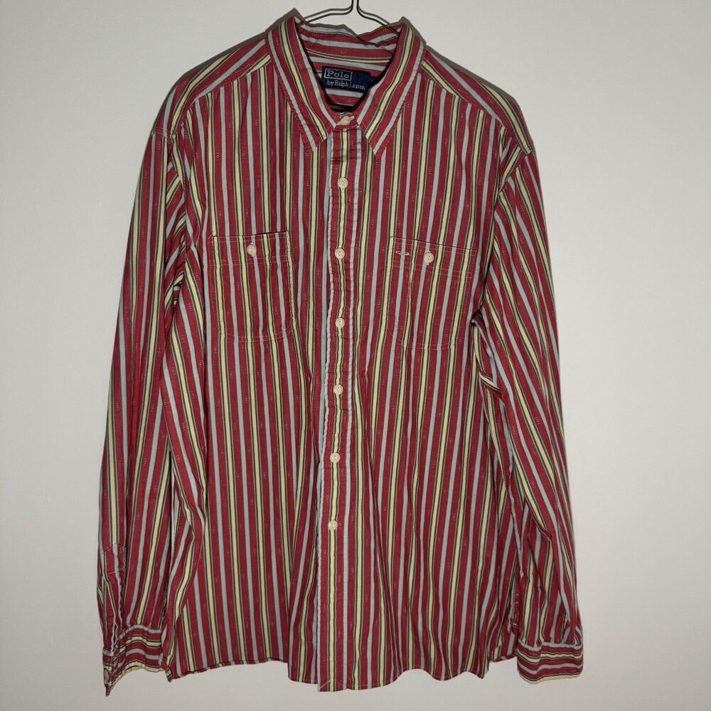 Vintage Polo Ralph Lauren XXL Multi-Color Striped Southwestern Button Up
